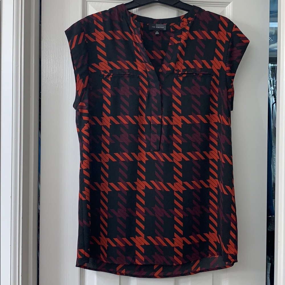 The Limited black, red and burgundy blouse